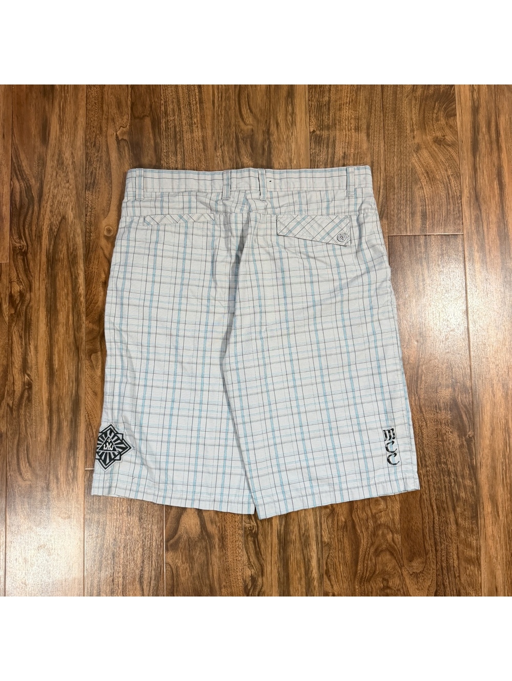 Vintage Y2K Baggy Micros Plaid Shorts Embroidered Size 38 Skate Surf
